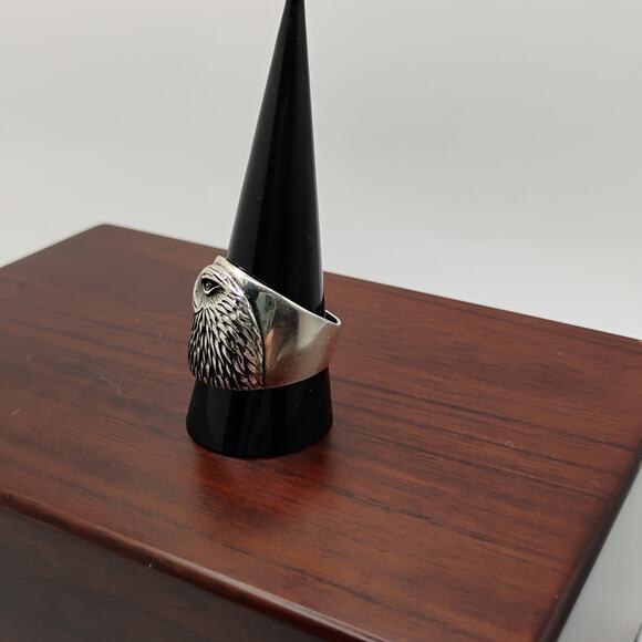 Eagle Head Sterling Silver Wide Band Ring Sz 11 - Picture 2 of 7